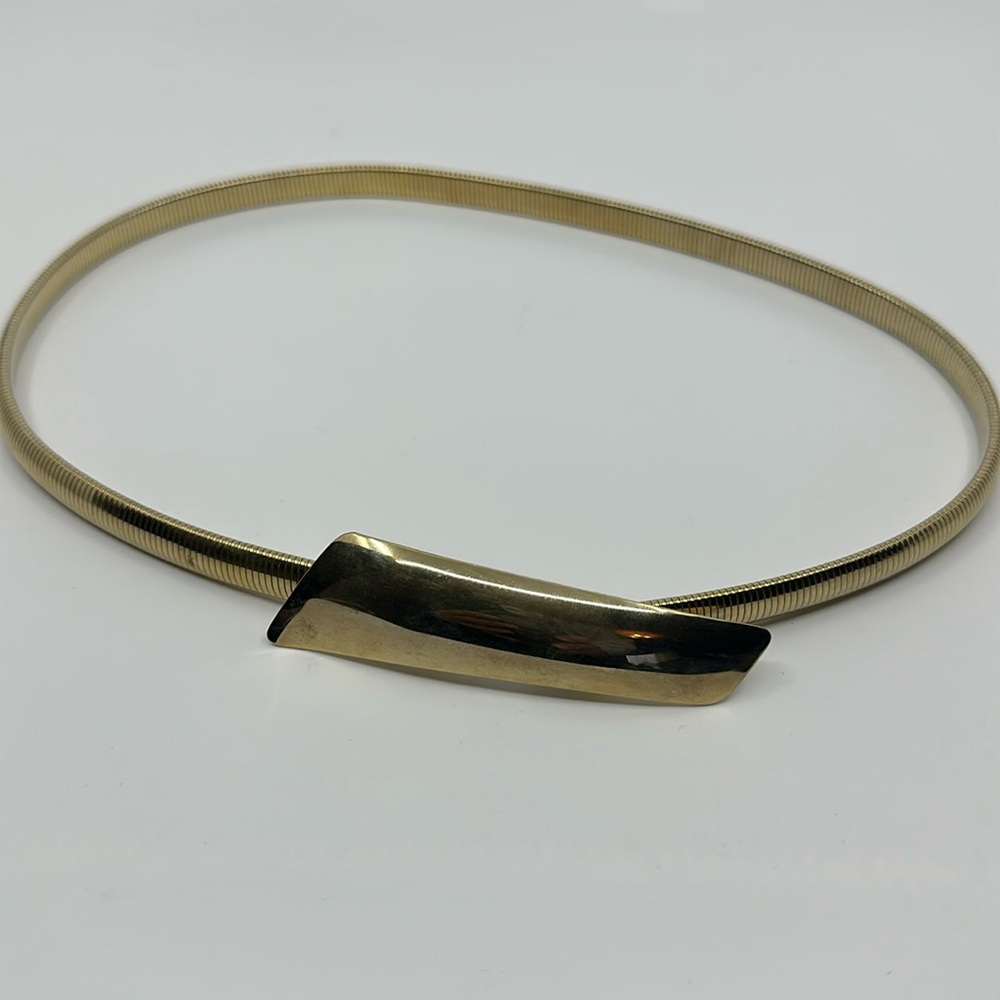 Vtg goldtone metal thin snake stretch belt